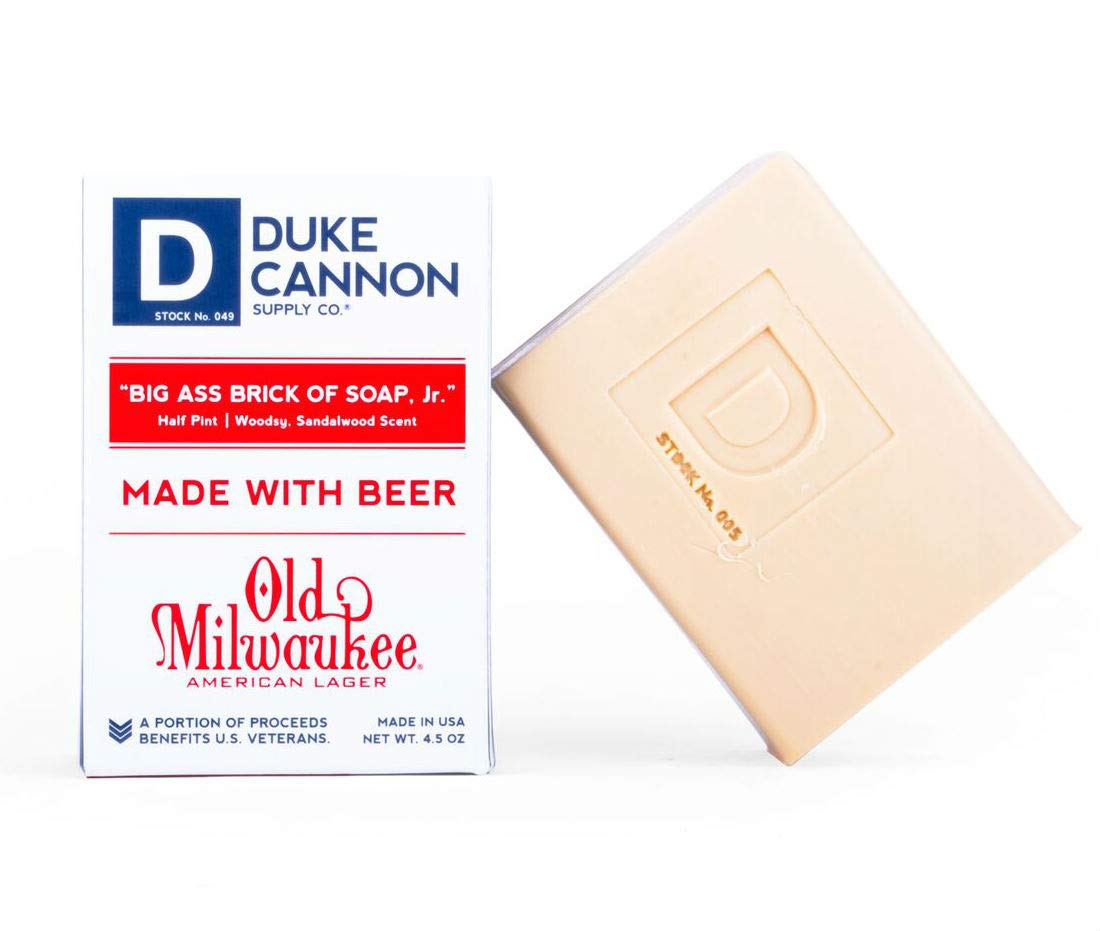 Duke Cannon Big Ass Brick Beer Soap Half Pint front view for rugged cleanse.