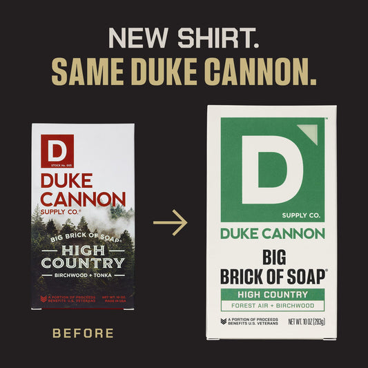 Duke Cannon High Country brick close-up highlighting heavy-duty soap texture.