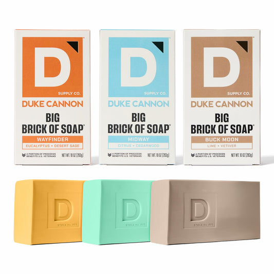 Duke Cannon Big Brick 3-pack on display showing value and size advantage