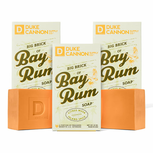 Duke Cannon Big Brick Soap bay rum triple milled texture for a luxurious cleanse
