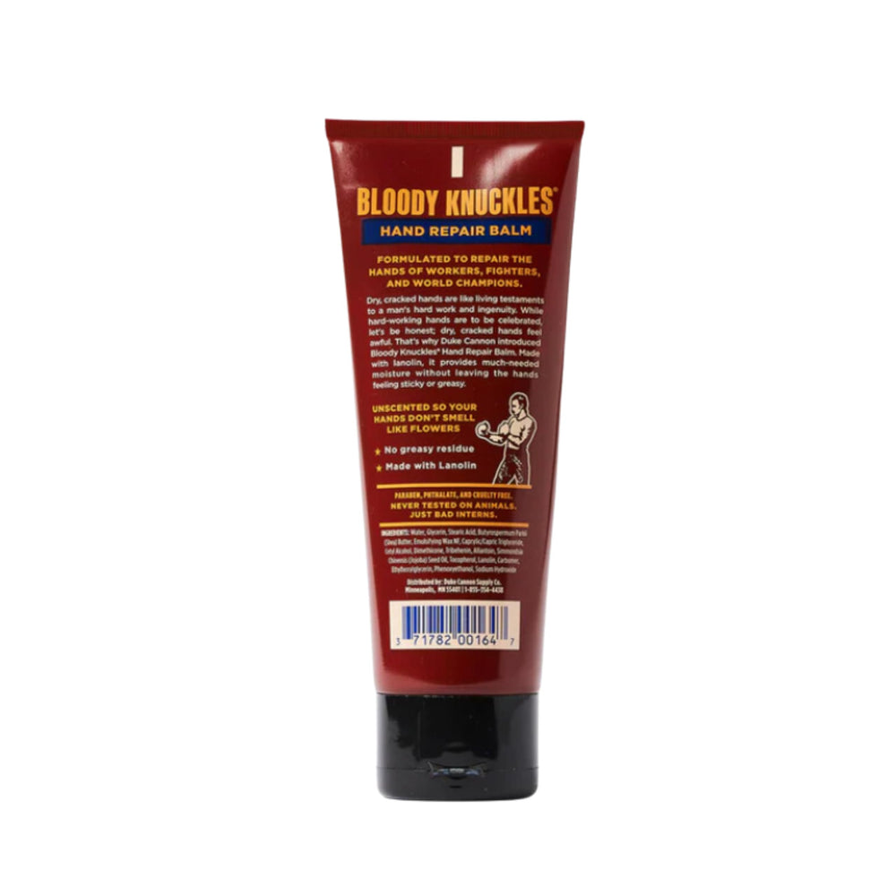 Duke Cannon Bloody Knuckles balm in use on hardworking hands.