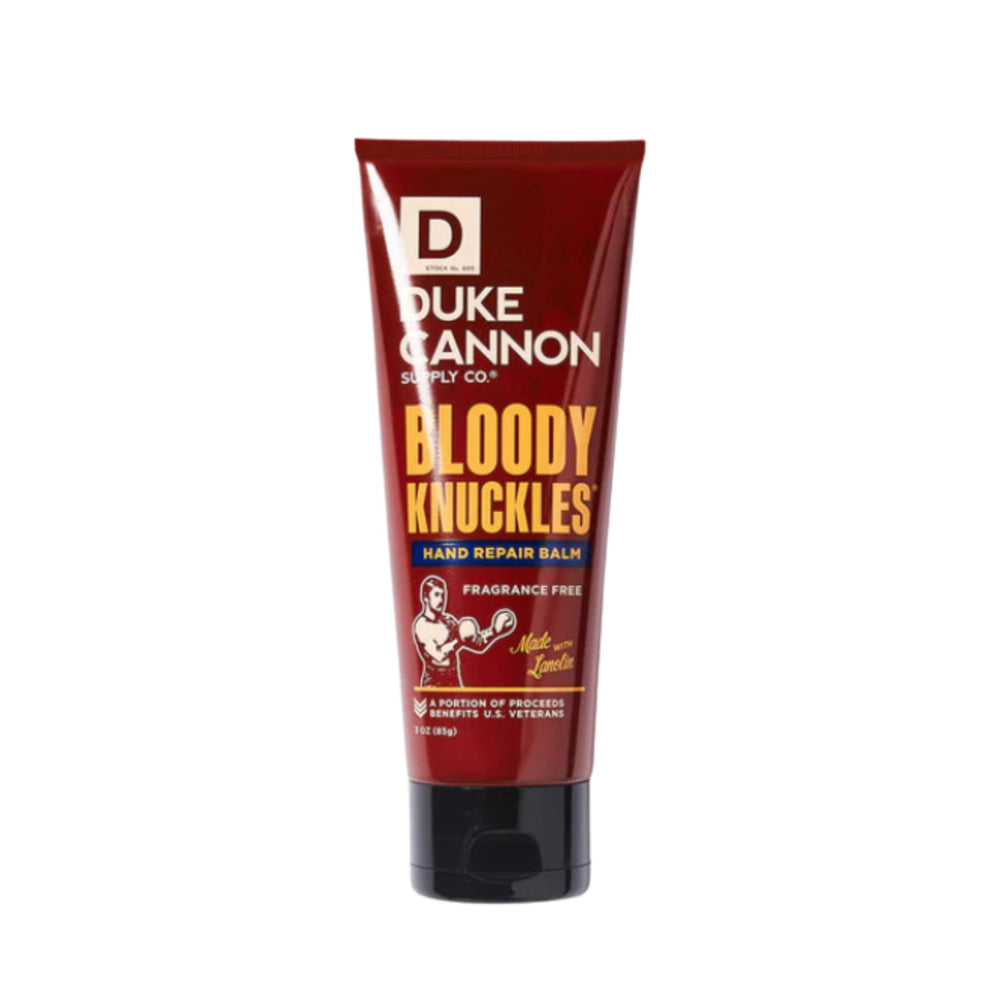 Duke Cannon Bloody Knuckles balm non-greasy finish for quick absorption.