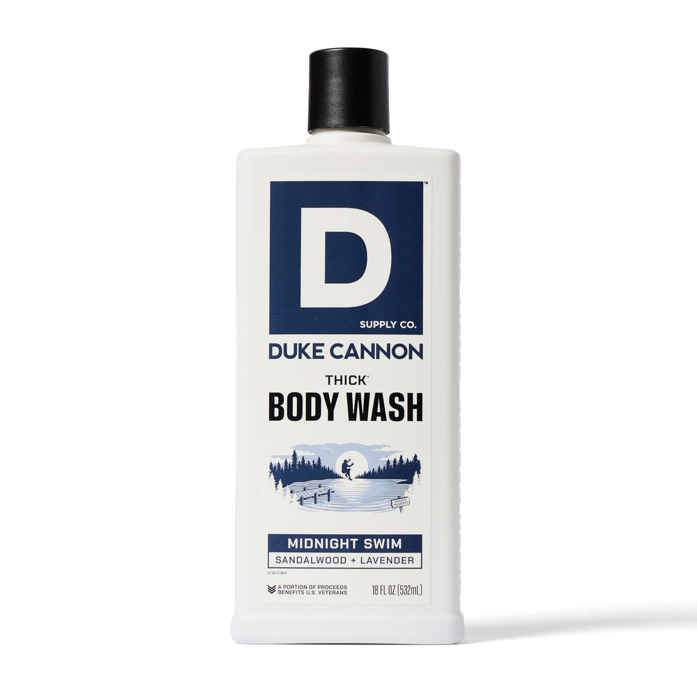 Duke Cannon body wash bundle box signals a gift-ready set.