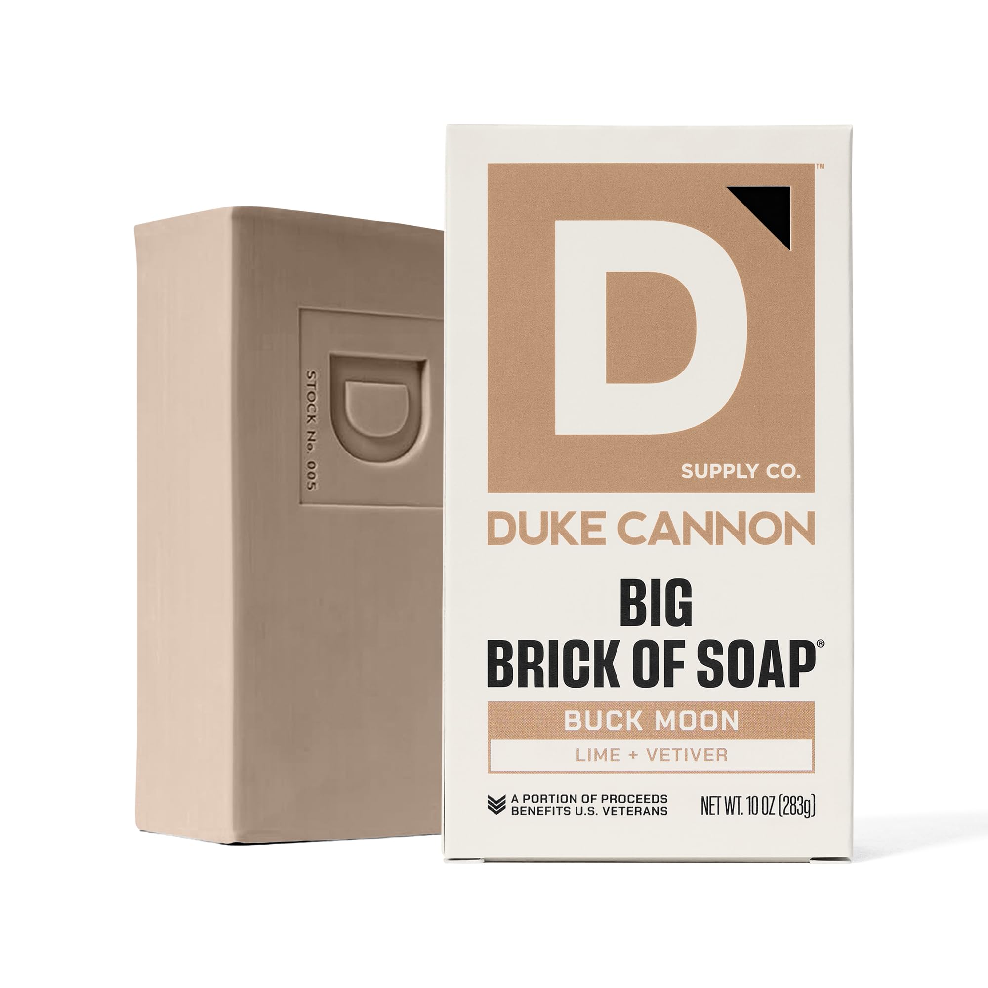 Buck Moon bar soap on a shower shelf ready for daily use.