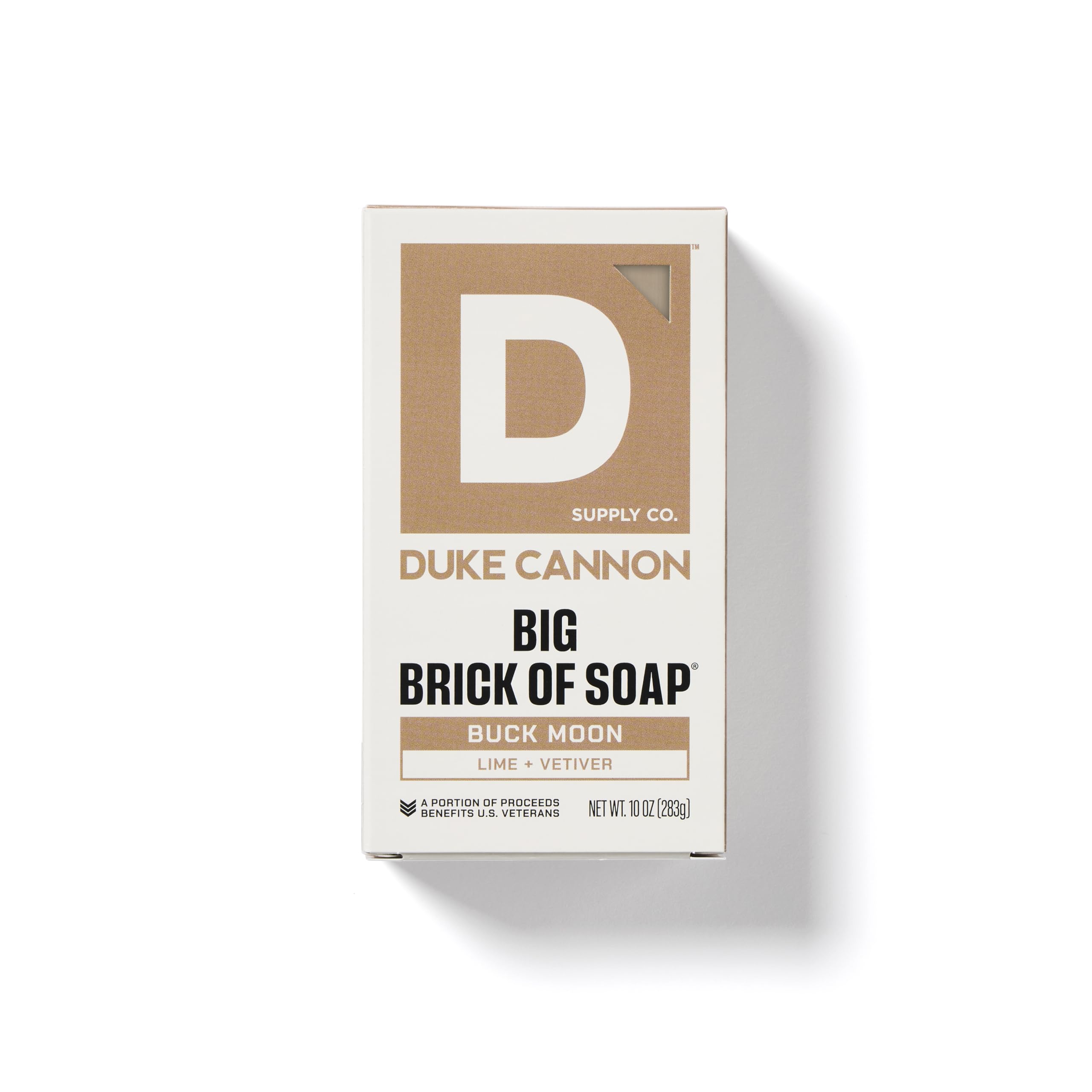 Duke Cannon Buck Moon soap bar close-up with bold aroma and moisturizing lather