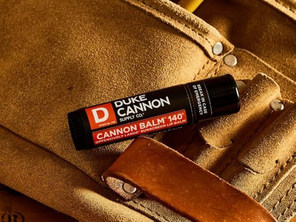 Duke Cannon bundle's military-tested durability supports reliable lip care in tough environments.
