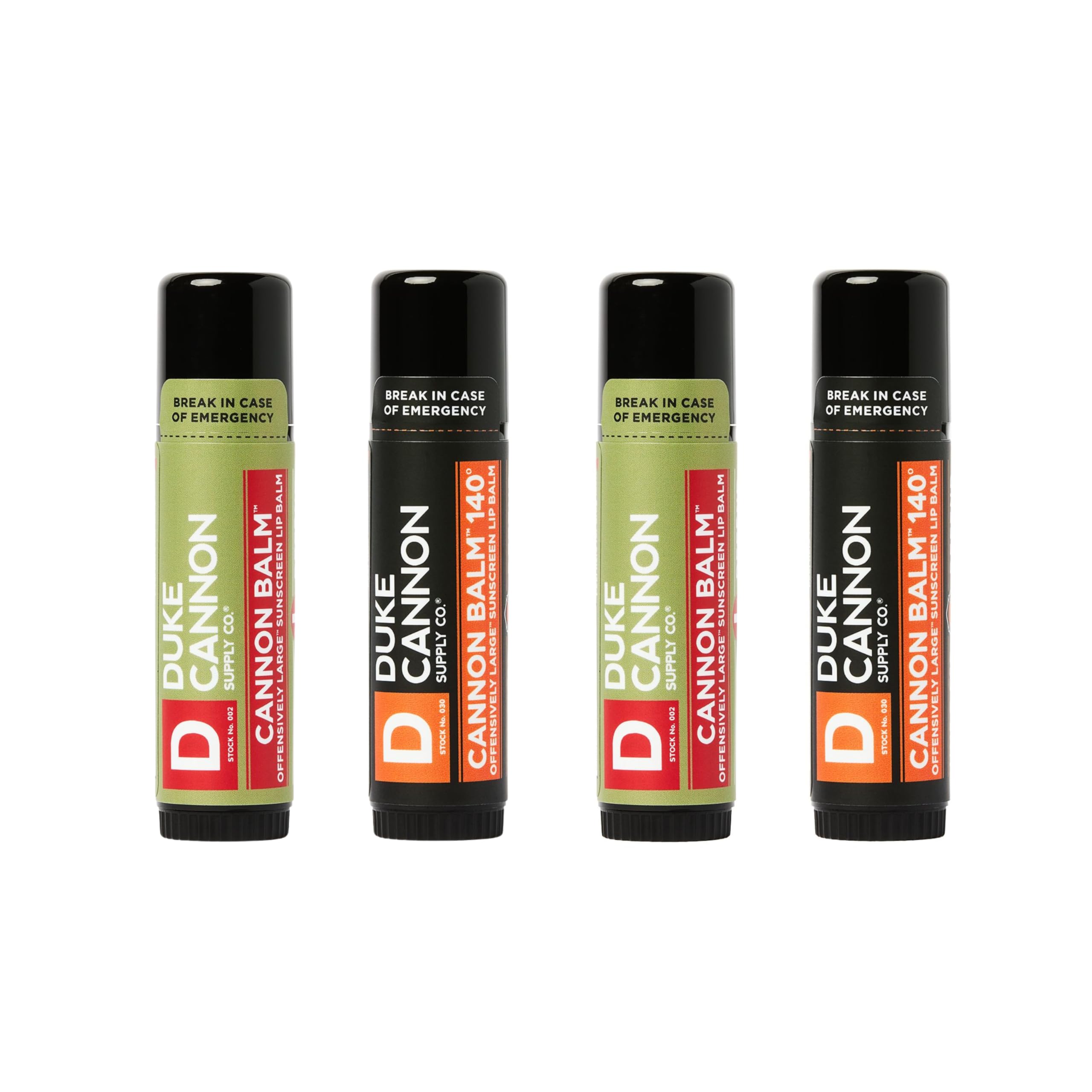 Duke Cannon Cannon Lip Balm Tactical Bundle Box shows rugged packaging for travel and outdoor use.