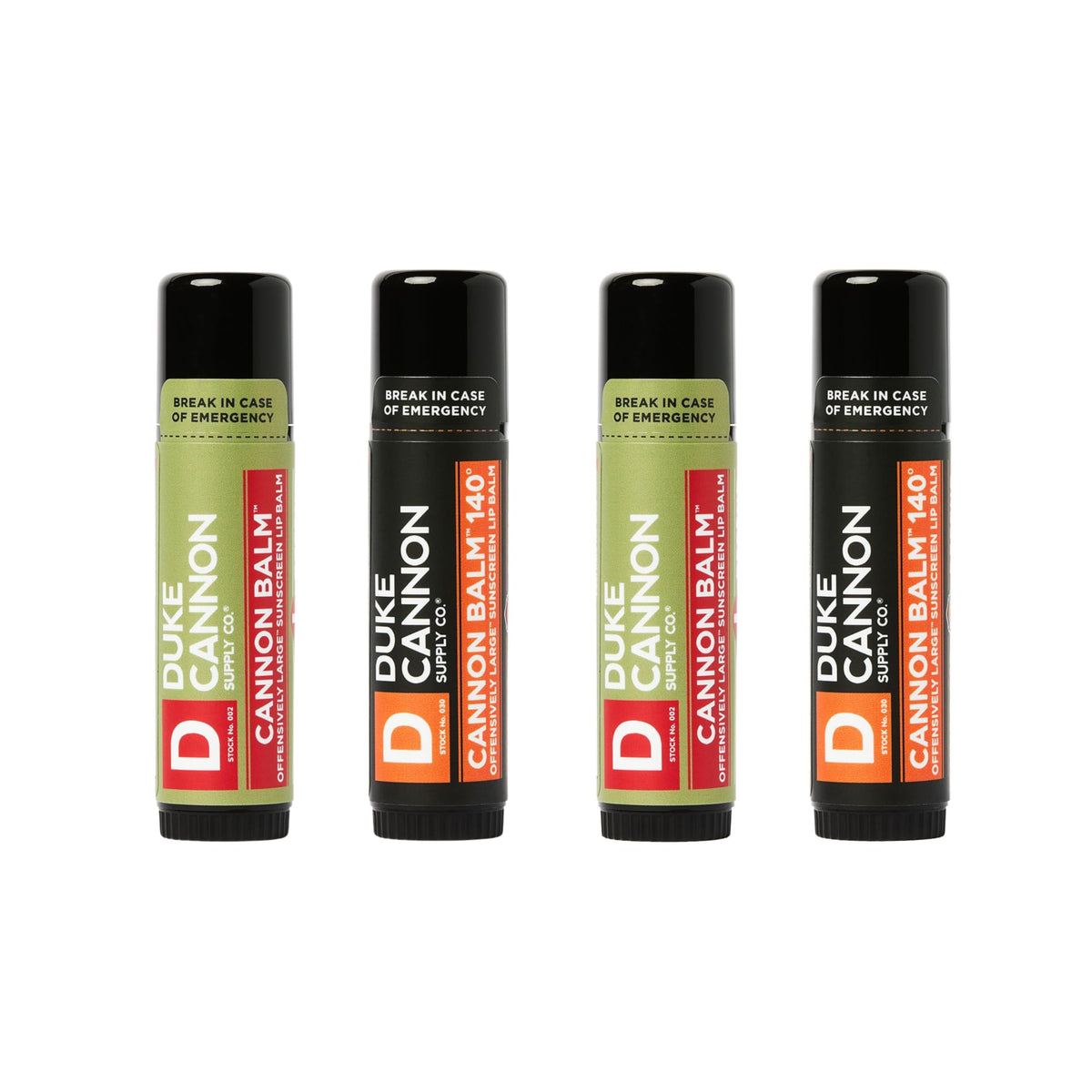 Duke Cannon Cannon Lip Balm Tactical Bundle Box shows rugged packaging for travel and outdoor use.