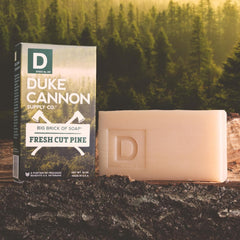 Duke Cannon cruelty-free and paraben-free label seen on bar packaging.
