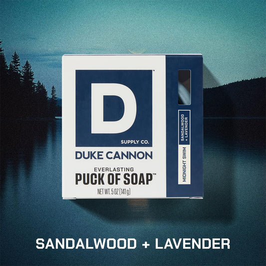Duke Cannon Everlasting Puck 5oz soap delivers dense, lasting lather.