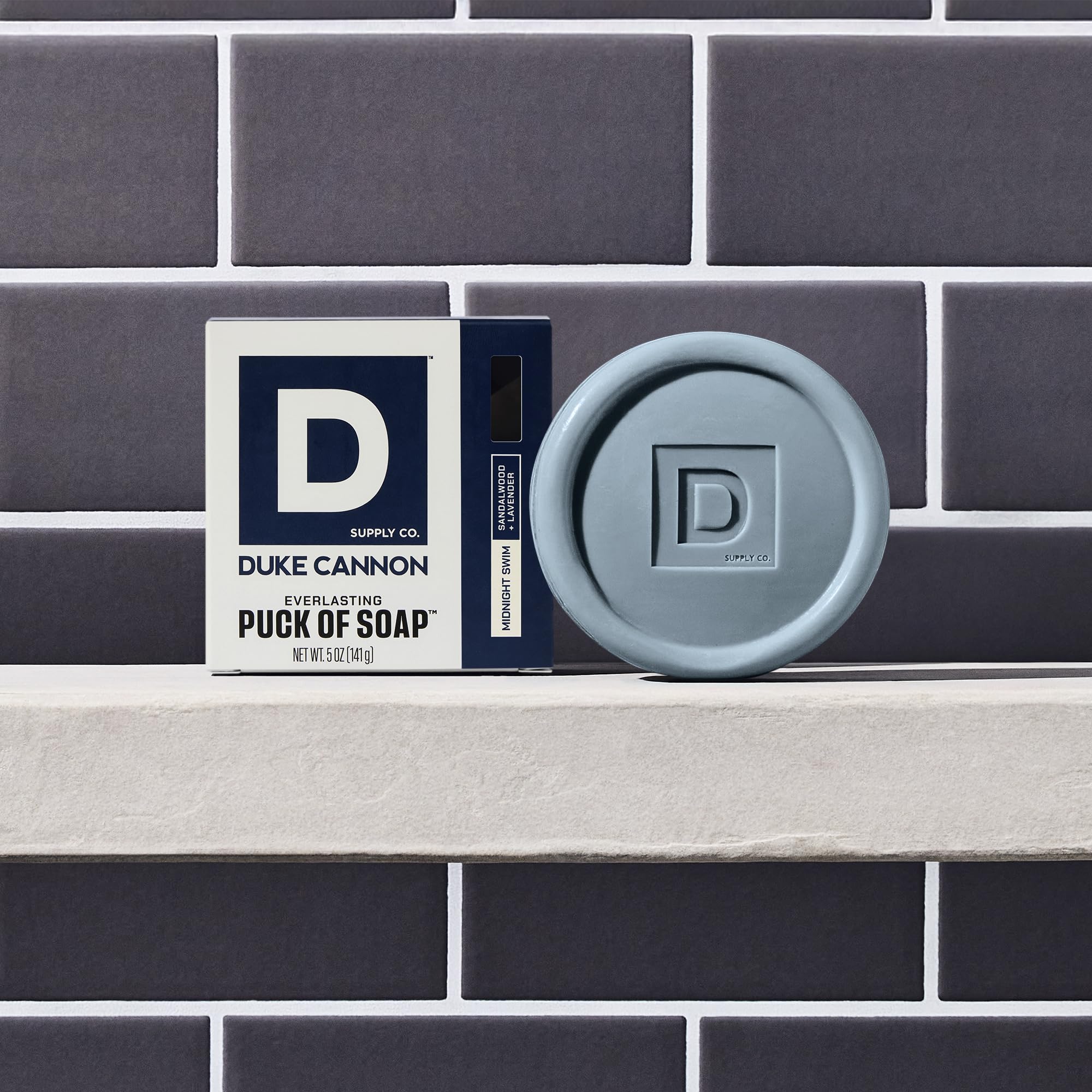 Hand-friendly puck shape helps secure a rich lather in shower or sink.
