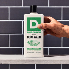 Duke Cannon High Country cedarwood vetiver scent adds a subtle, masculine aroma.