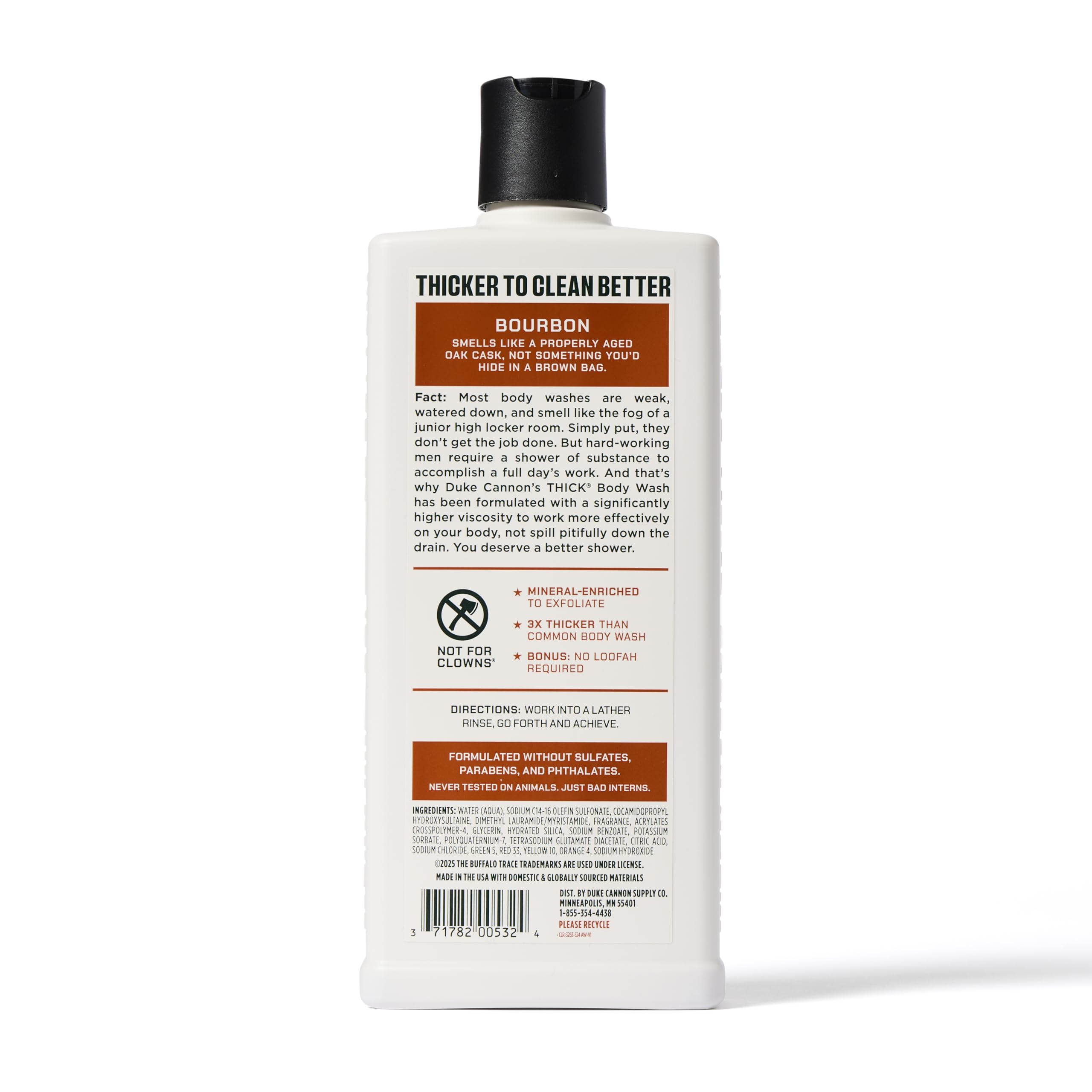 Duke Cannon 3X thicker formula image highlights rich shower lather.