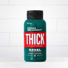 Duke Cannon Naval Diplomacy men's grooming shot with easy-to-use wash in hand