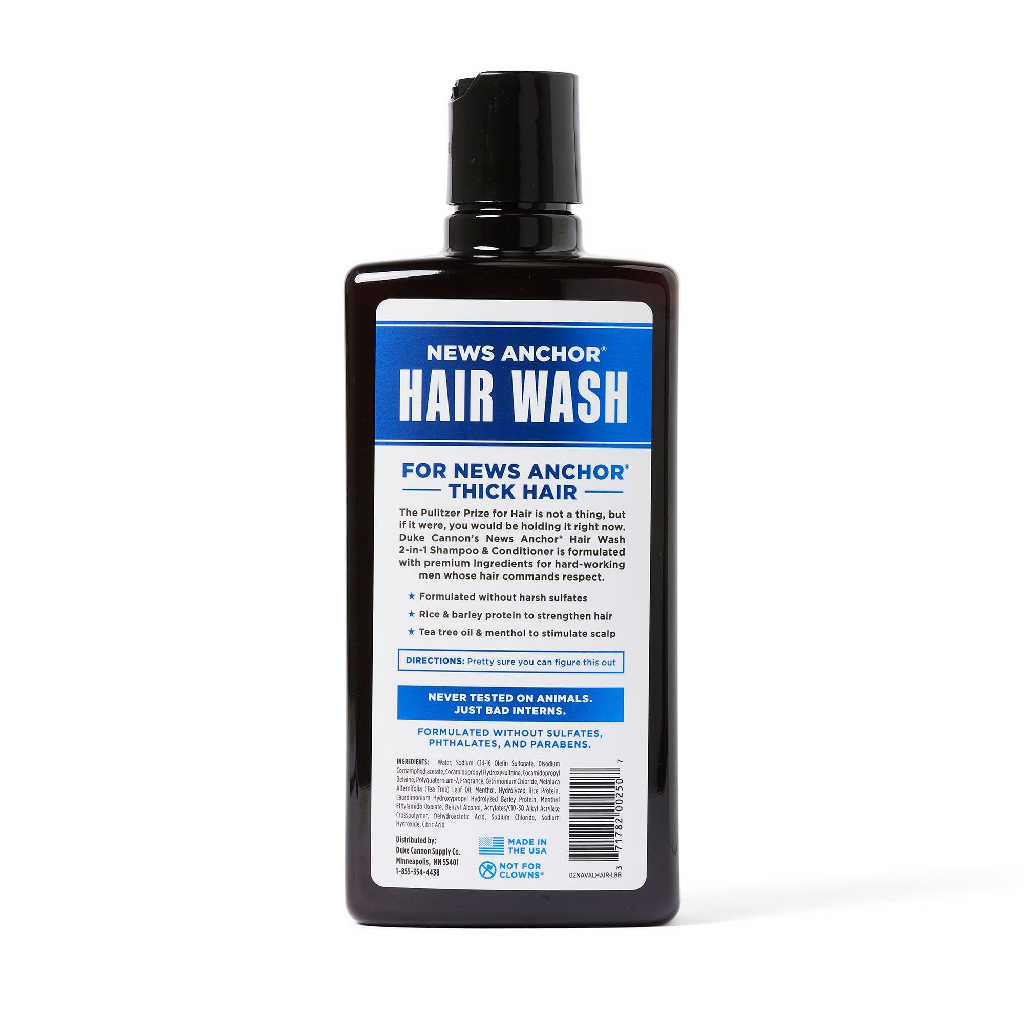 Duke Cannon News Anchor 2-in-1 hair wash lather close-up showcasing rich foam and texture.