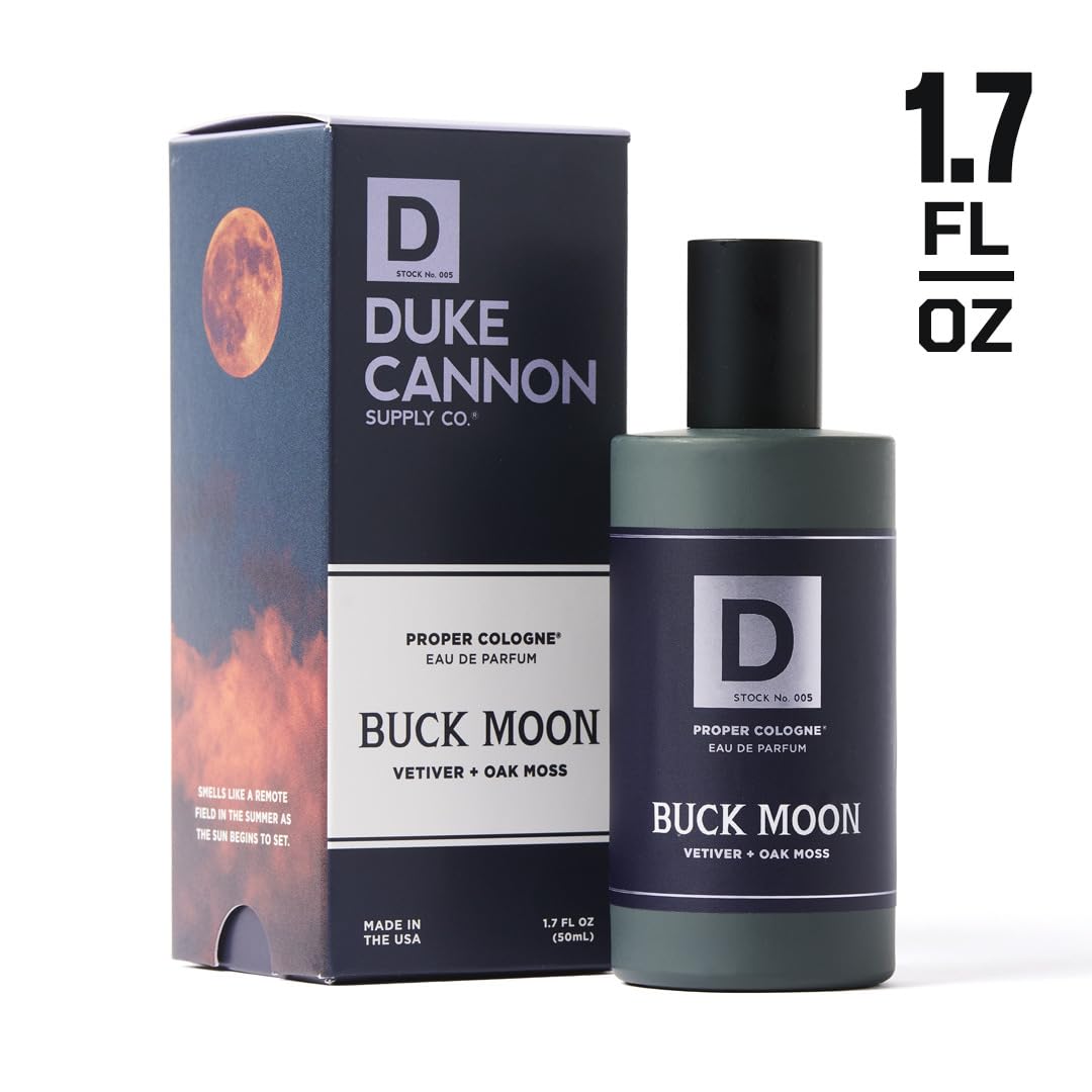 Buck Moon label detail showing premium fragrance ingredients.