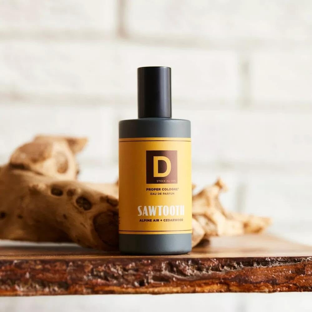 Duke Cannon Proper Cologne Sawtooth packaging box demonstrates premium apothecary presentation.