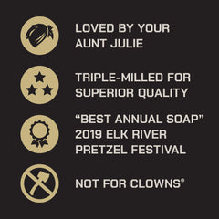Duke Cannon Pumpkin Spice Latte bar soap 3-pack lather closeup emphasizes rich foam and exfoliating feel