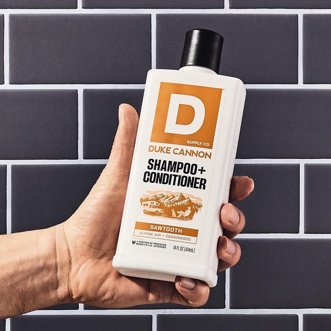 Duke Cannon Sawtooth 2-in-1 hair wash foam lather demonstrates rich texture for easy cleansing