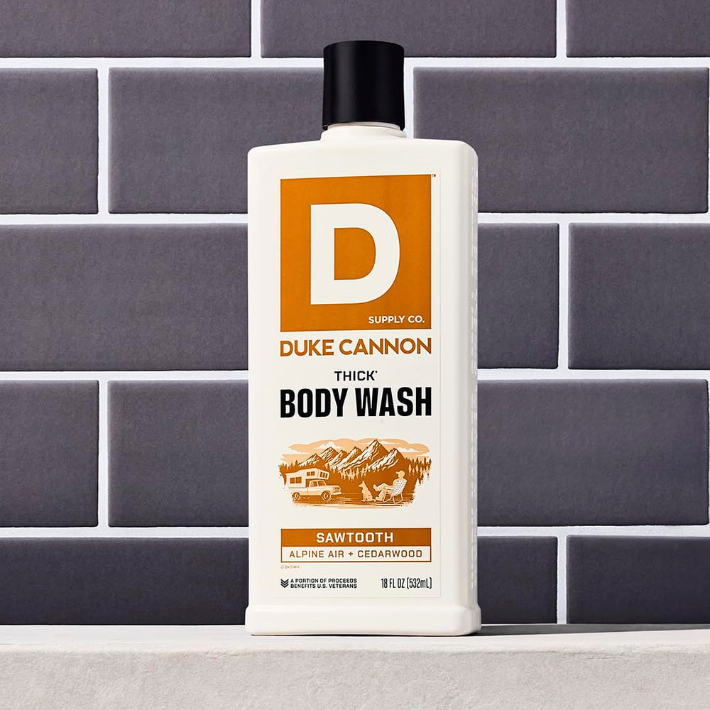 Duke Cannon Sawtooth Body Wash texture closeup suggests thicker formula