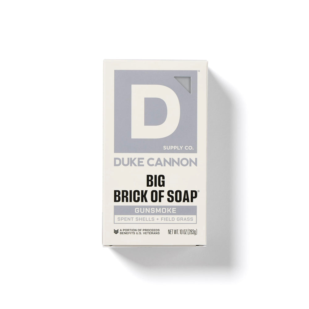 Duke Cannon Sawtooth soap bar close-up showing rich lather for thorough cleansing