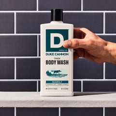 Duke Cannon Seawolf thick lather close-up demonstrates 3x viscosity.