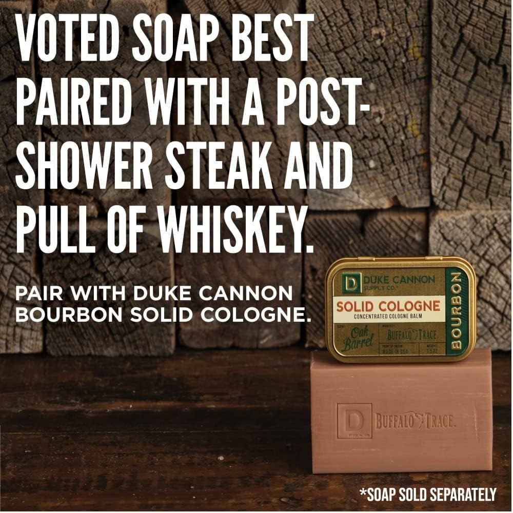 Duke Cannon lifestyle shot conveys outdoorsy scent in daily routine.