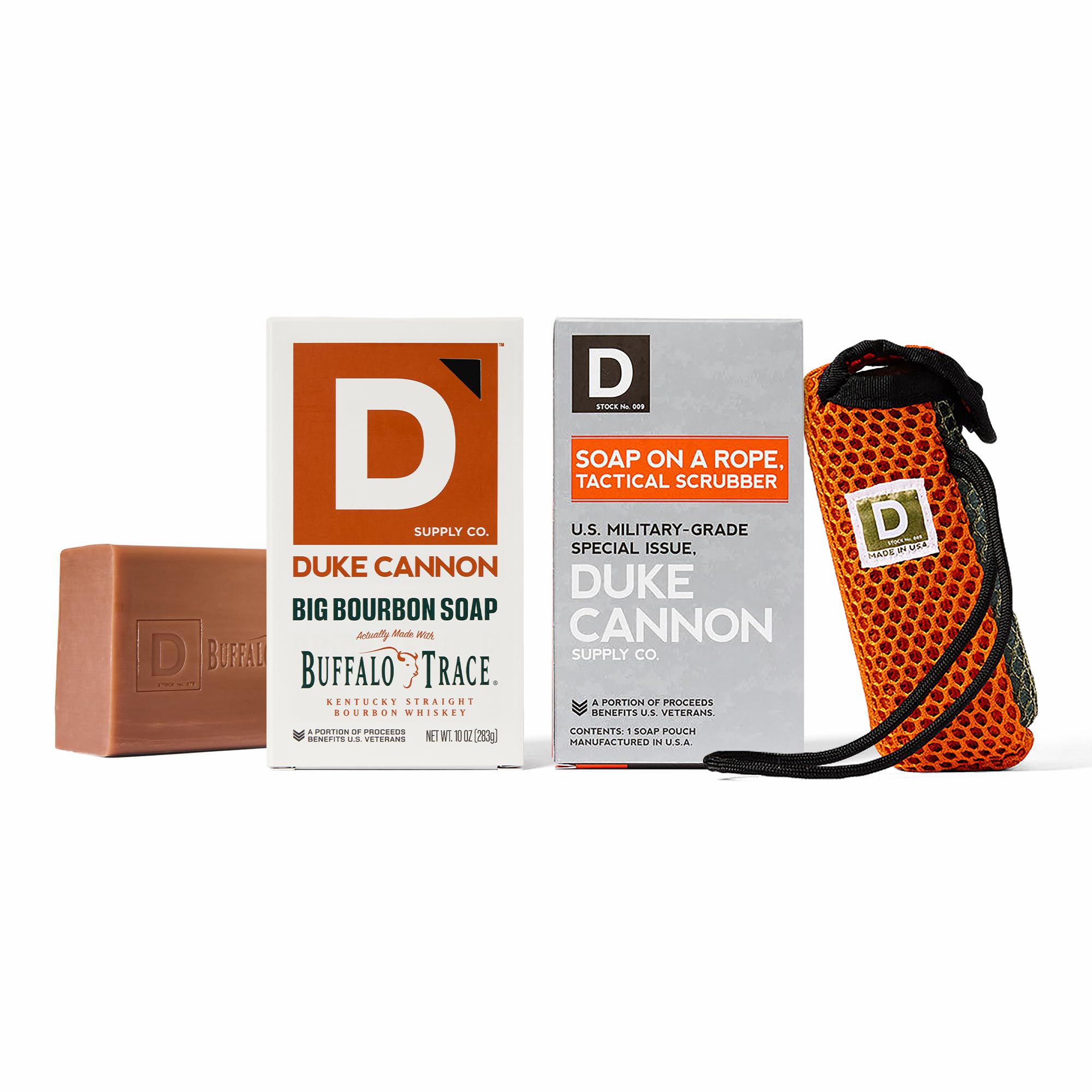 Duke Cannon Tactical Scrubber bourbon soap bar for long-lasting cleansing on the go