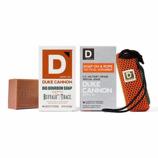 Duke Cannon Tactical Scrubber bourbon soap bar for long-lasting cleansing on the go