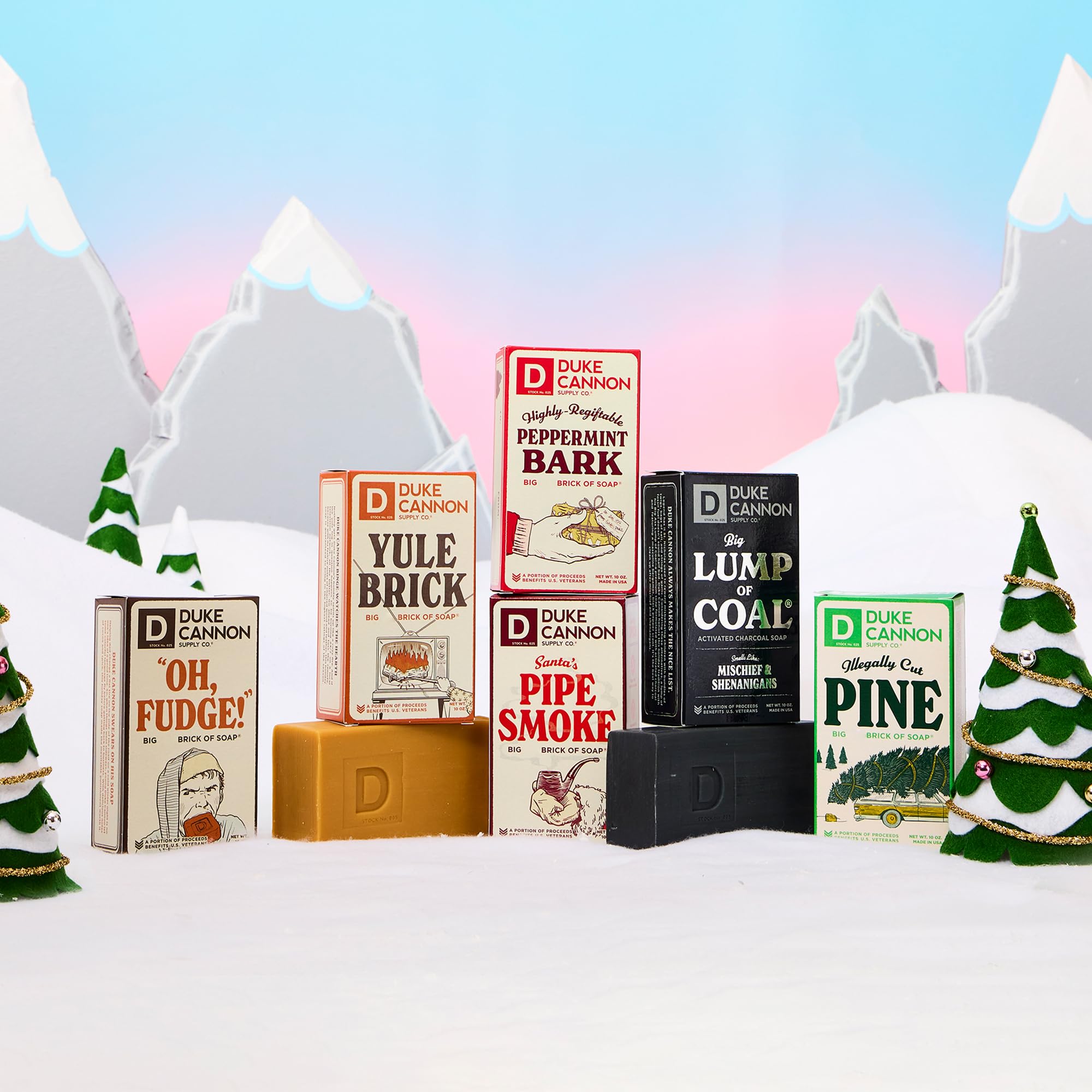 Three bars in shower display illustrating versatile seasonal scents