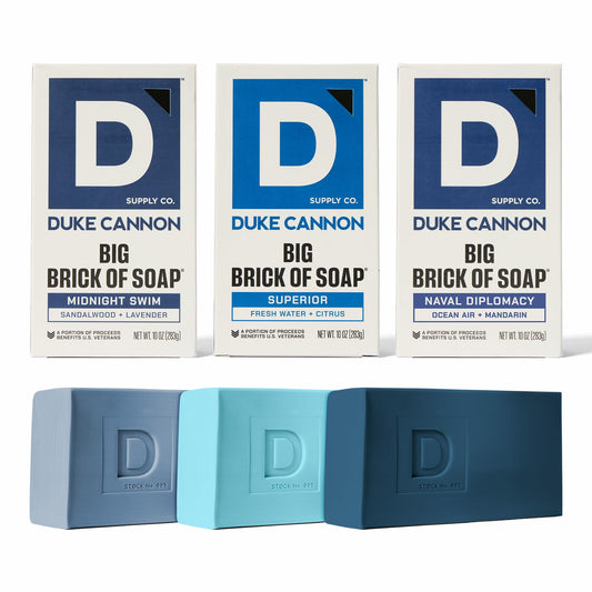 Duke Cannon Midnight Swim bar full view for rugged daily grooming.