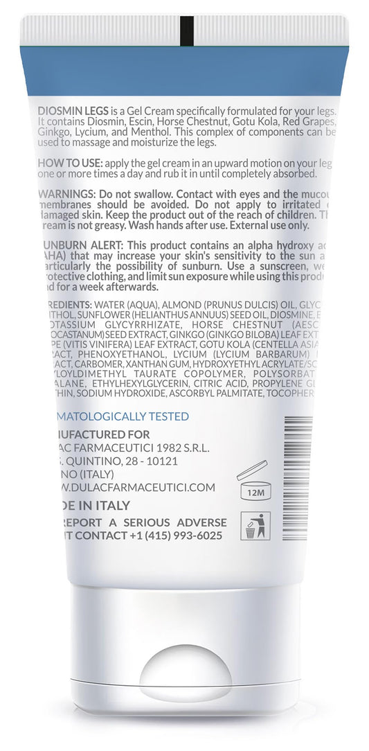 Dulàc Diosmin Legs Gel Cream being applied for refreshing cooling after use.