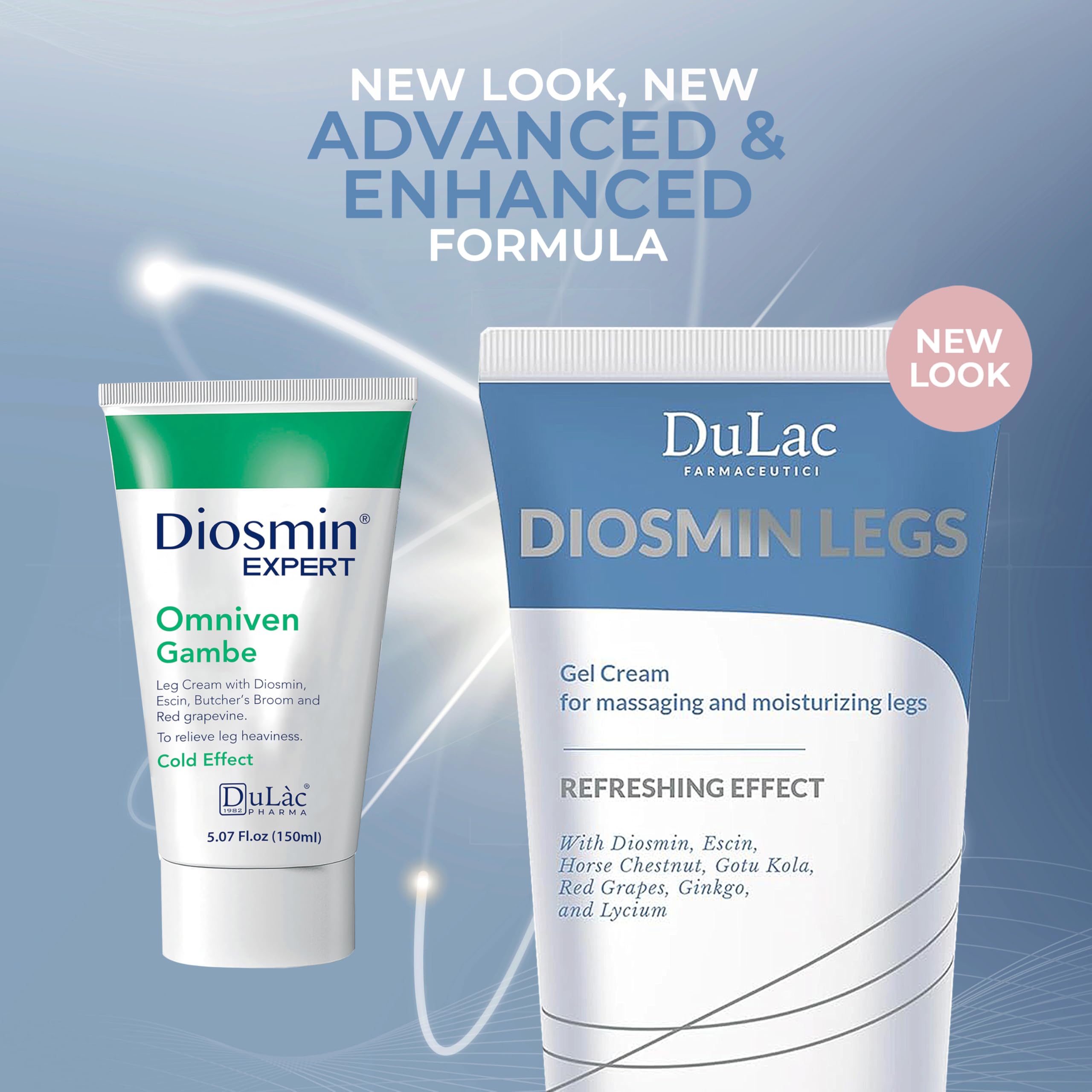 Dulàc Diosmin Legs Gel Cream bottle with mint scent for routine.