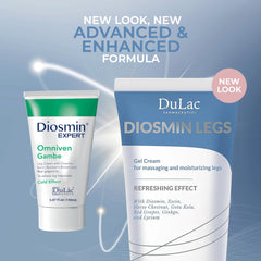 Dulàc Diosmin Legs Gel Cream bottle with mint scent for routine.