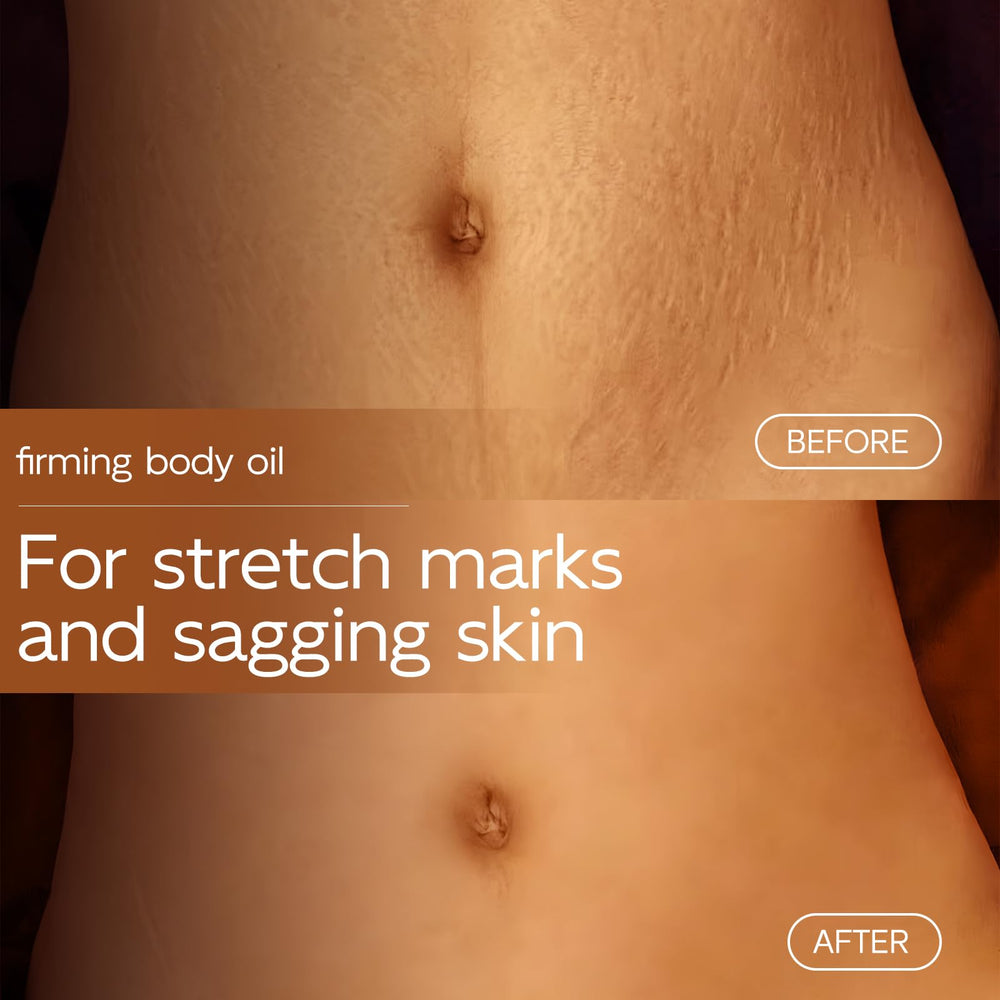 Dumie Body Firming Oil after shower ritual shows refreshed, hydrated skin