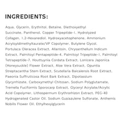 Dumie bottle and ingredient list featuring shea butter and hyaluronic acid