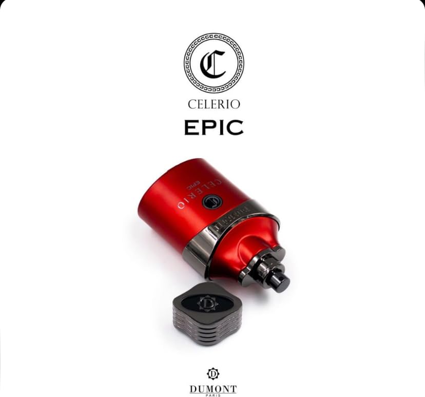 Dumont Celerio Epic spray action highlights long-lasting wearable fragrance.
