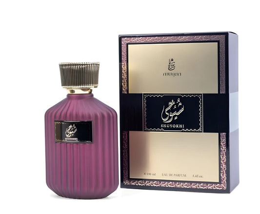 Dumont Murjan Shuyokhi EDP bottle shows almond-coffee opening, ideal for elegant evening wear.