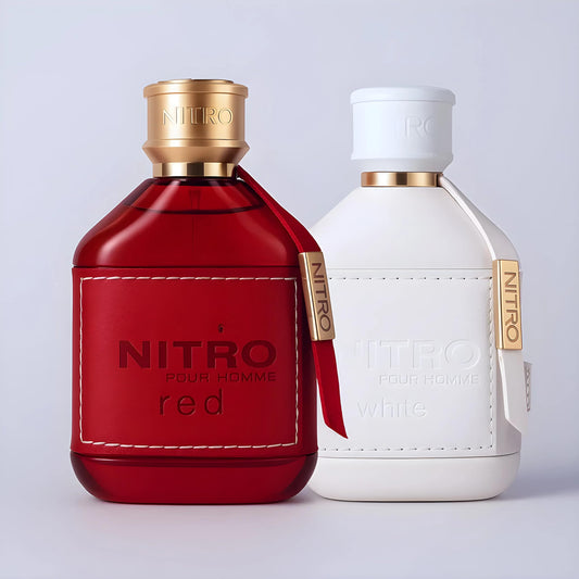 Dumont Nitro White bottle with pristine milky finish for daily, modern elegance.