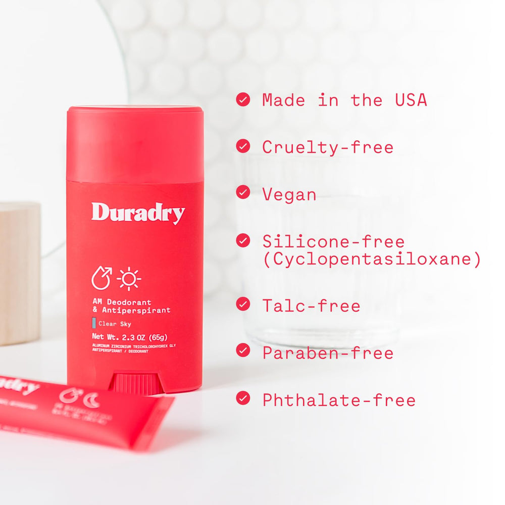 Duradry with 90% natural ingredients for a clean, talc-free formula