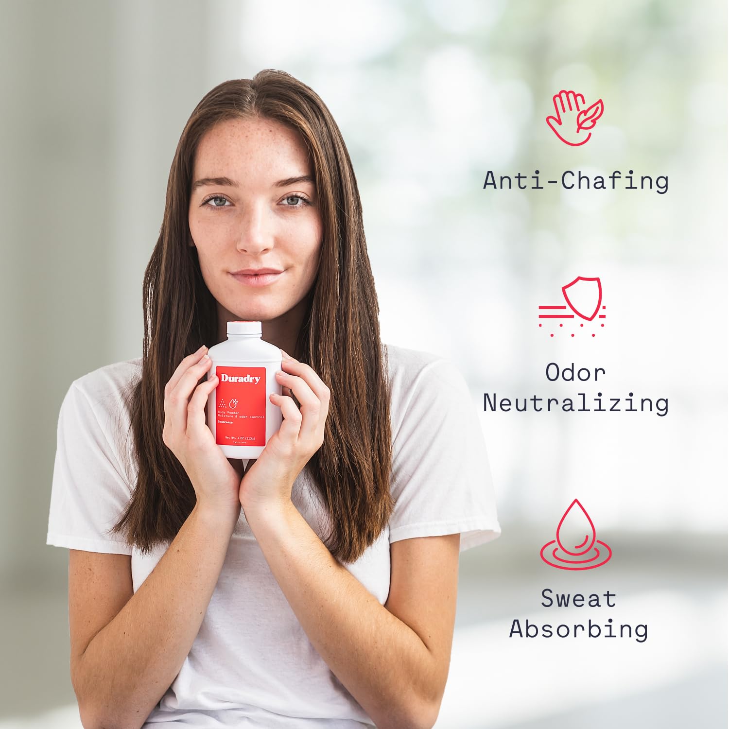Duradry Seabreeze long-lasting freshness visual demonstrates all-day odor control.