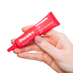 Duradry Sweat Minimizing Gel bottle top showing discreet, fragrance-free protection for day-long confidence