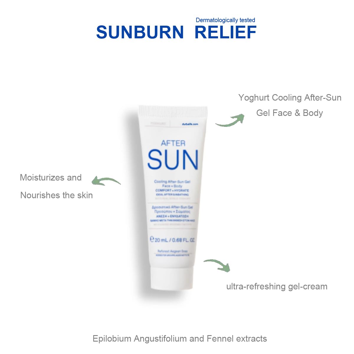 DurbaLife Aloe First 16.9 oz close-up highlights Bee Propolis and plant extracts for gentle skin care.
