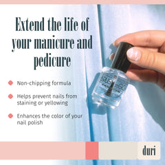 duri vegan-friendly formulation label signals safe, ethical nail care with no animal testing.