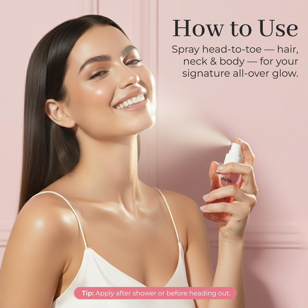 DUSA nourishing oil infusion close-up on glossy hair