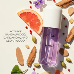 DUSA Santal travel-size bottle shown for convenient vacation carry.