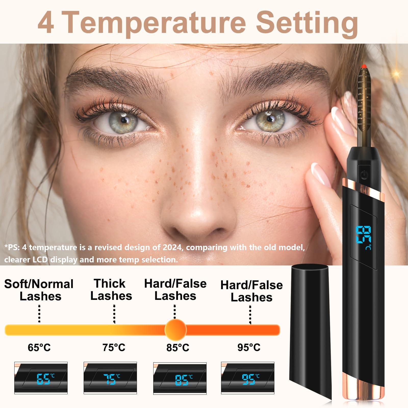 Dust2Oasis electric lash curler curved head fits lashes for seamless long-lasting curl