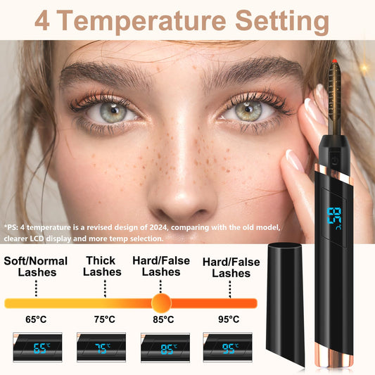 Dust2Oasis electric lash curler curved head fits lashes for seamless long-lasting curl