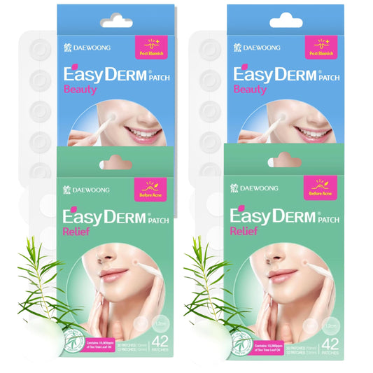 DWEasyDerm hydrocolloid patch on zit helps absorb fluids while staying discreet.