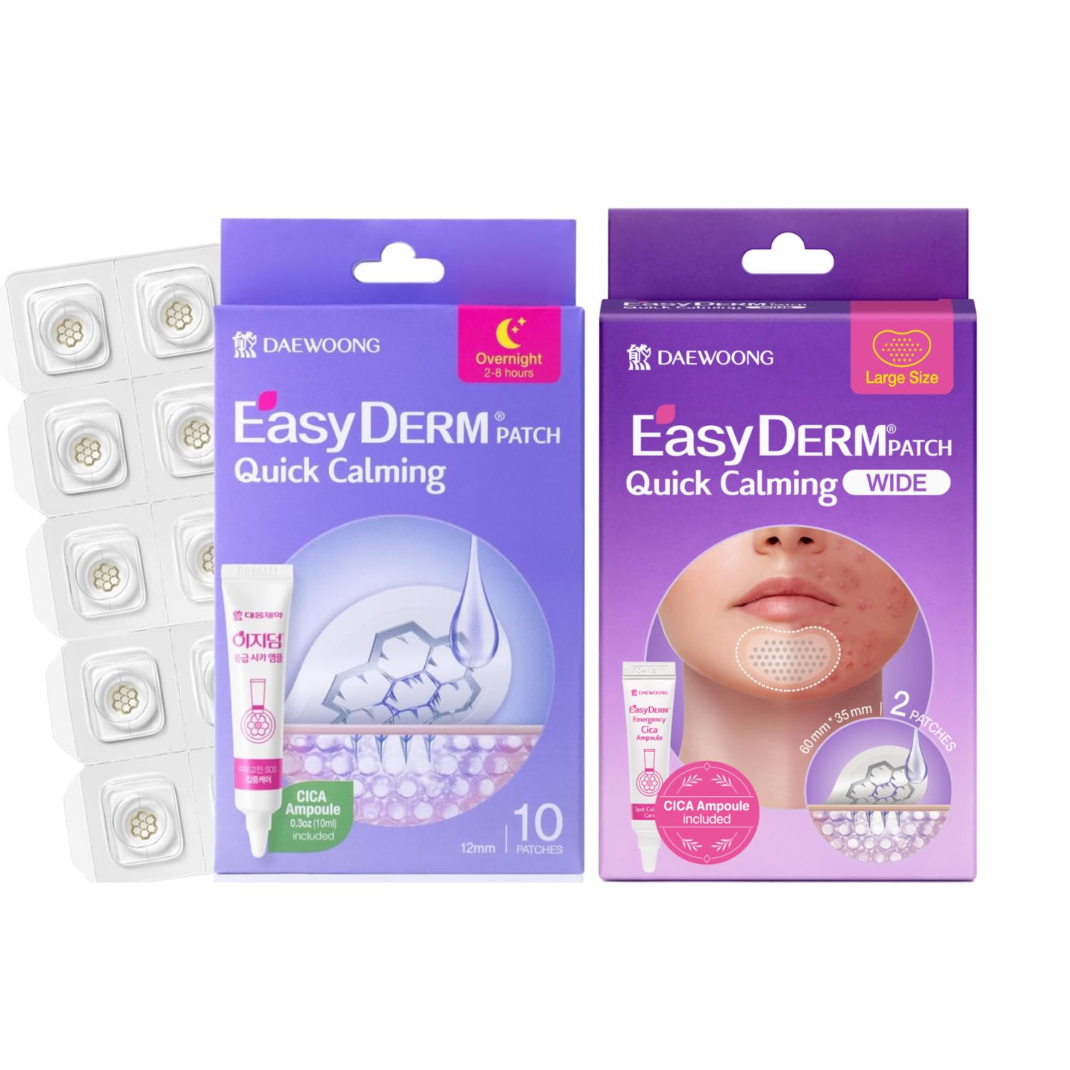 DWEasyDerm Quick Calming Patches Wide on arm for discreet soothing moments.